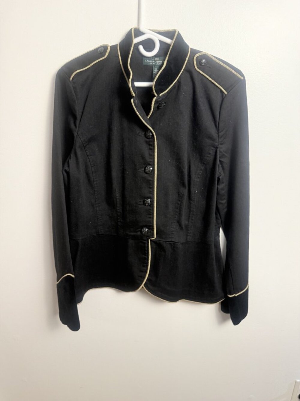 Lauren Ralph Lauren Military Jacket Size 16 – Black Velvet Trim, Gold Piping, LR